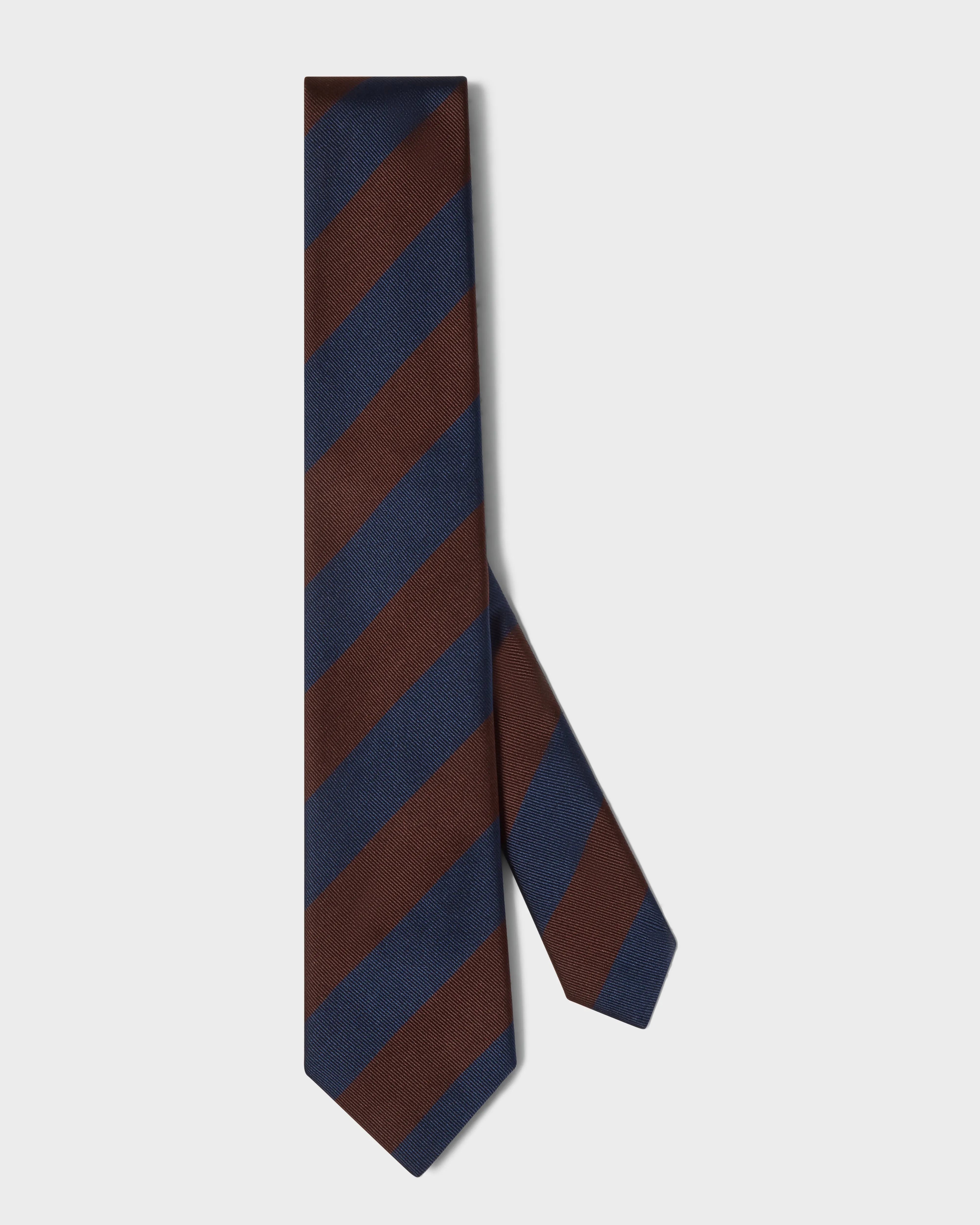 Block Stripe Silk Tie - Brown/Navy sold by Berg & Berg