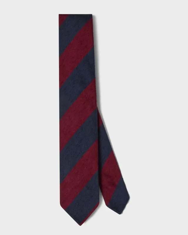 Block Stripe Shantung Silk Tie - Navy/Burgundy made by Berg & Berg