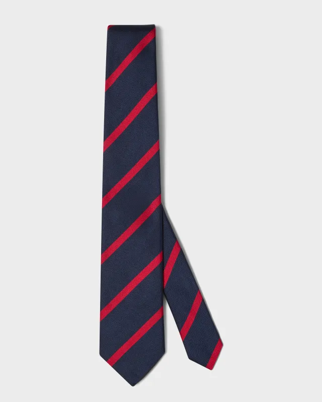 Striped Silk Tie - Navy/Red made by Berg & Berg