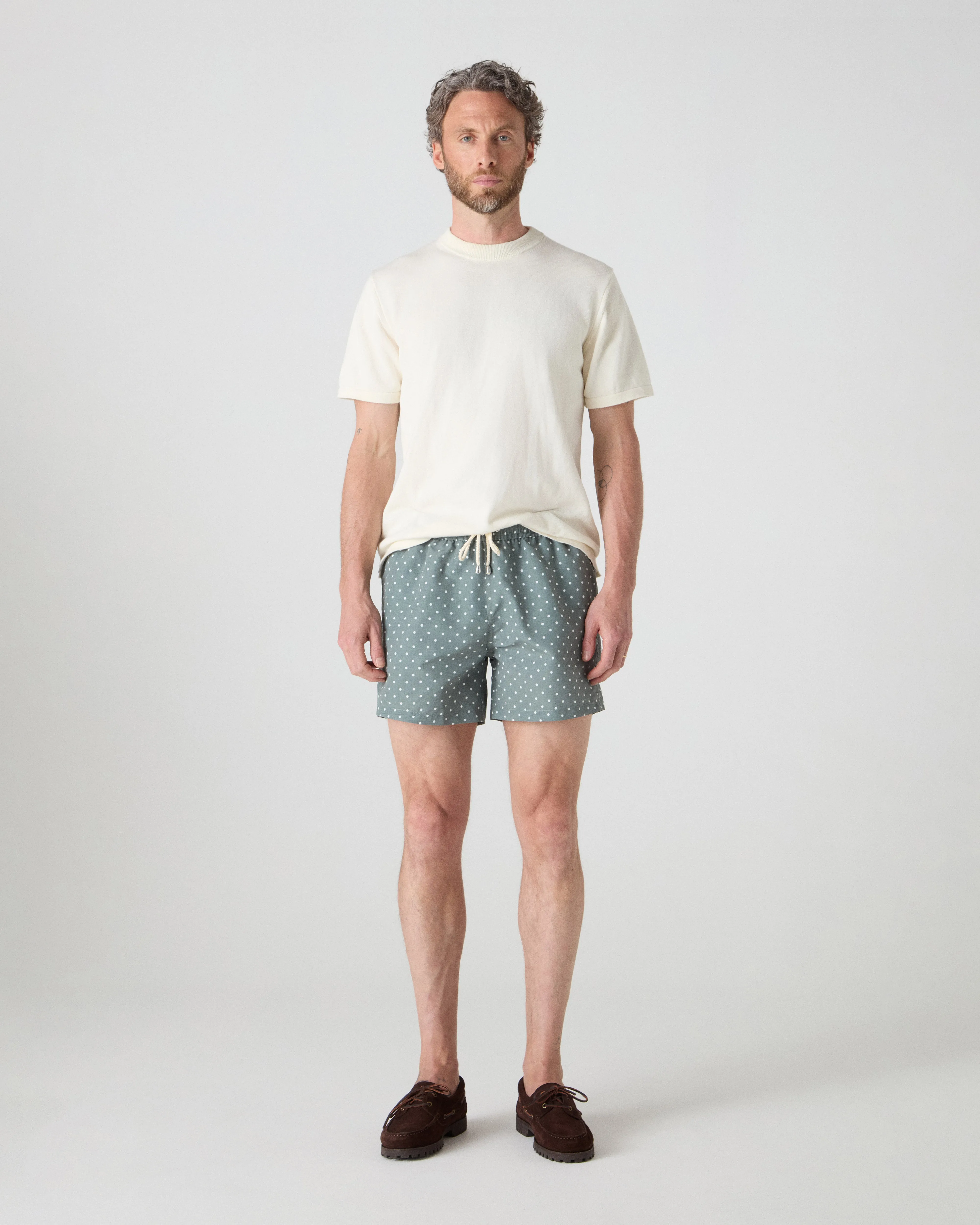 Alberto Swim Shorts - Olive/White Dots sold by Berg & Berg