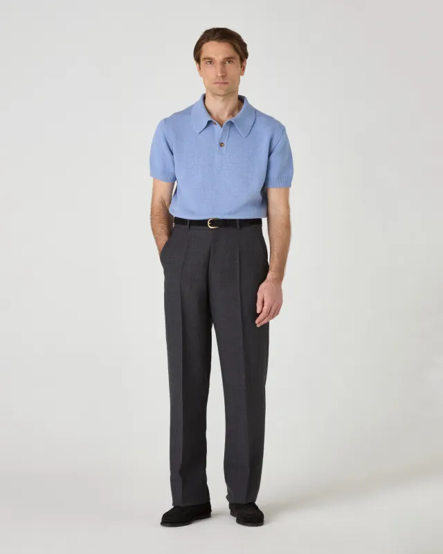 Alfredo High Twist Wool Trousers - Mid Grey made by Berg & Berg