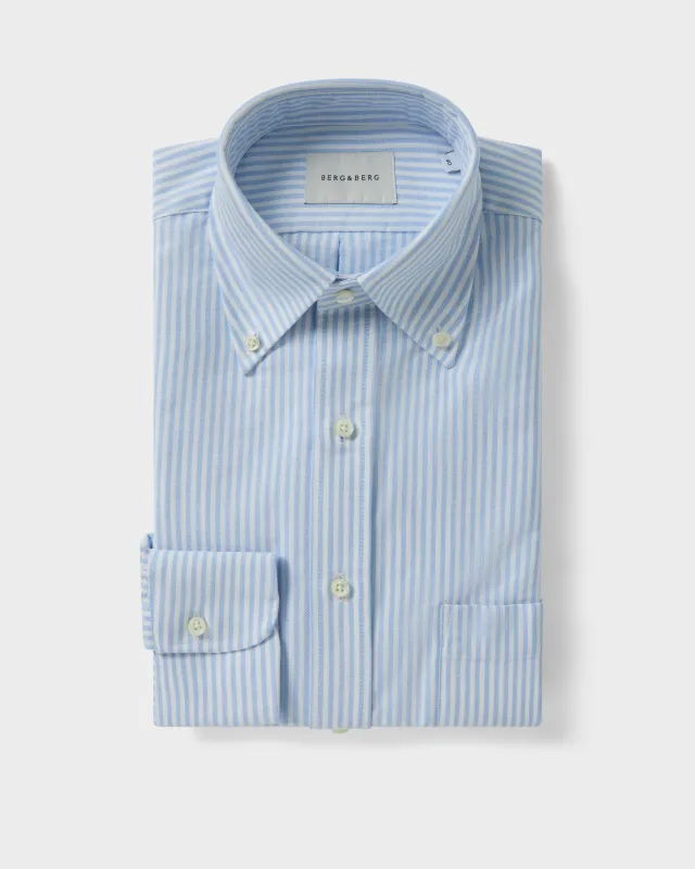 Ferdinand Oxford Button Down Shirt - White/Blue Stripe made by Berg & Berg