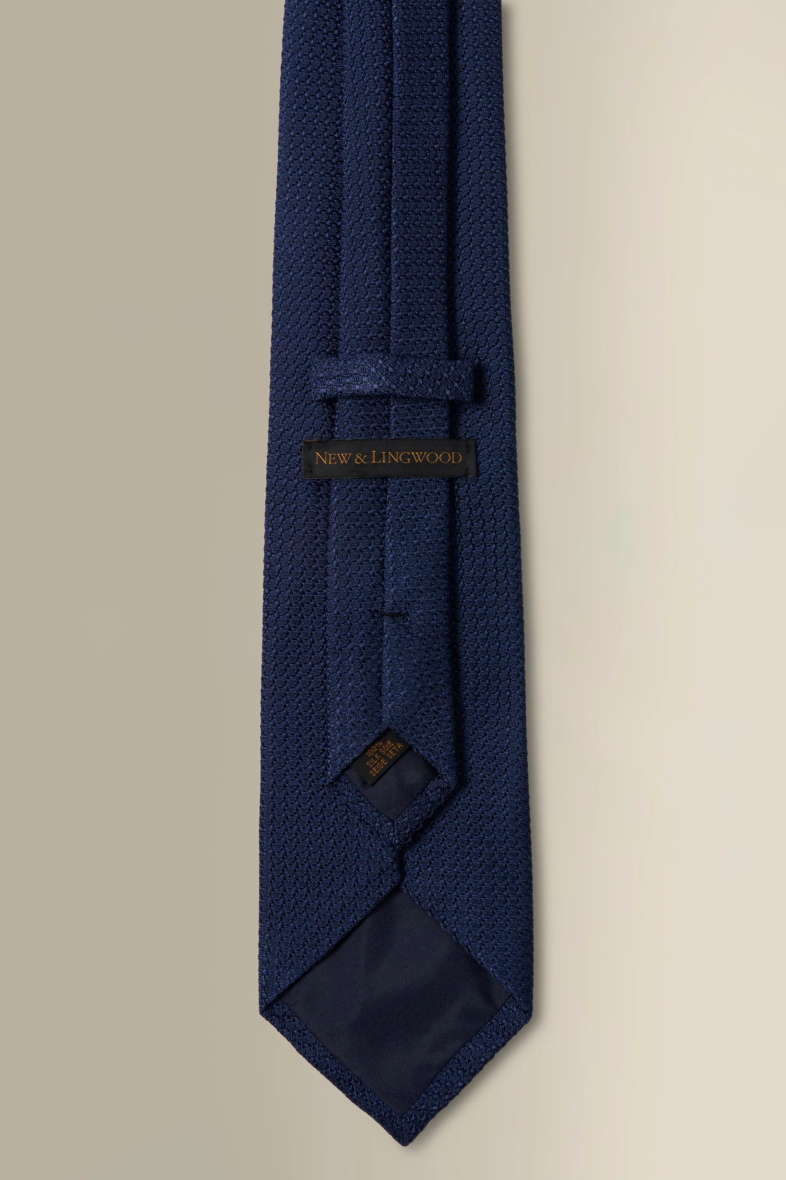 Navy Woven Grenadine Tie sold by New & Lingwood product image thumbnail 3