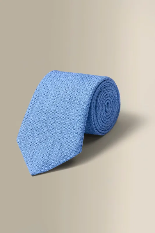 Light Blue Woven Grenadine Tie sold by New & Lingwood