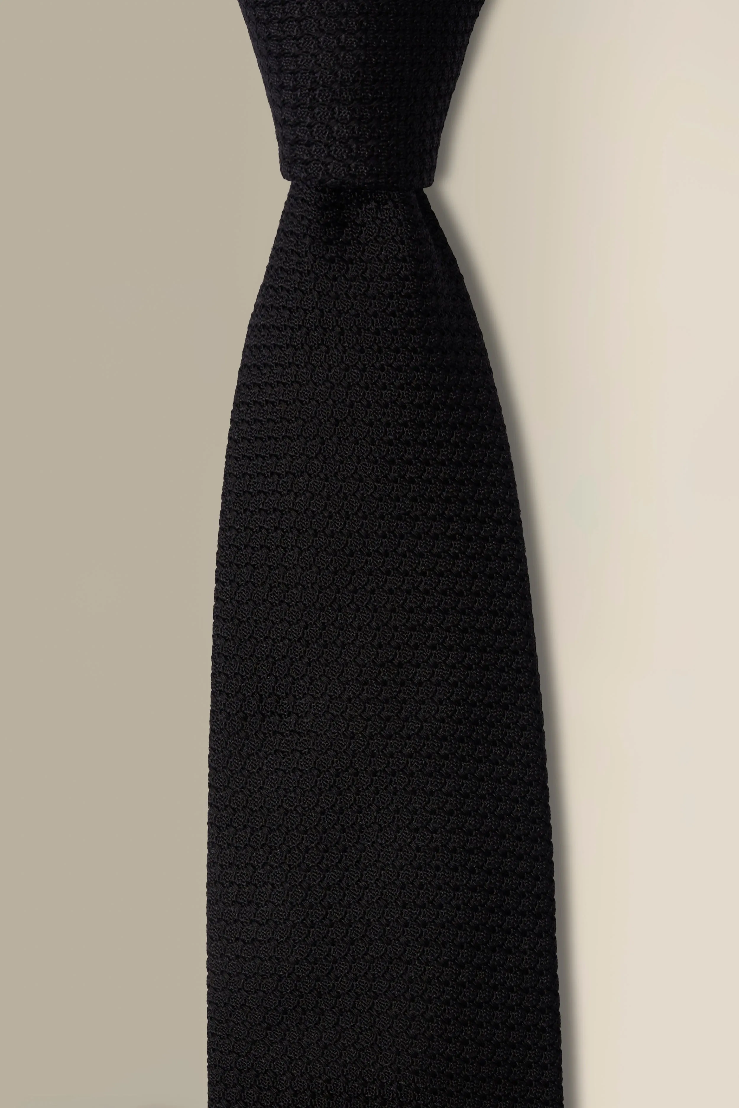 Black Woven Grenadine Tie sold by New & Lingwood product image thumbnail 2