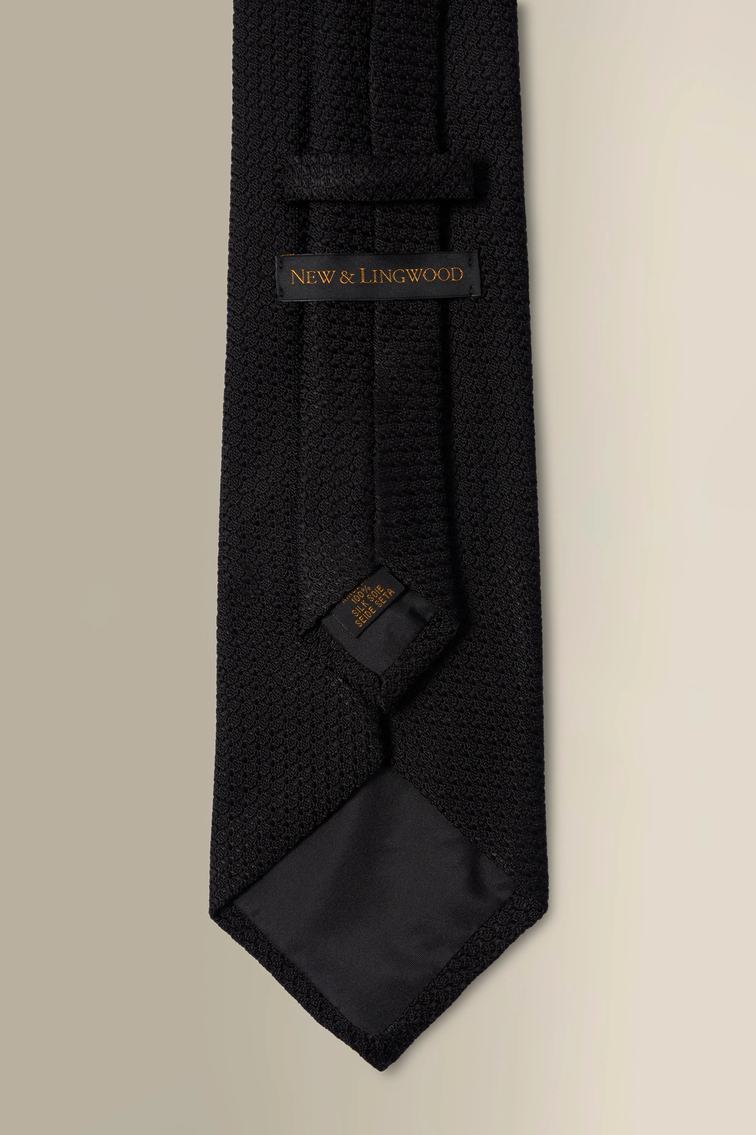 Black Woven Grenadine Tie sold by New & Lingwood product image thumbnail 4