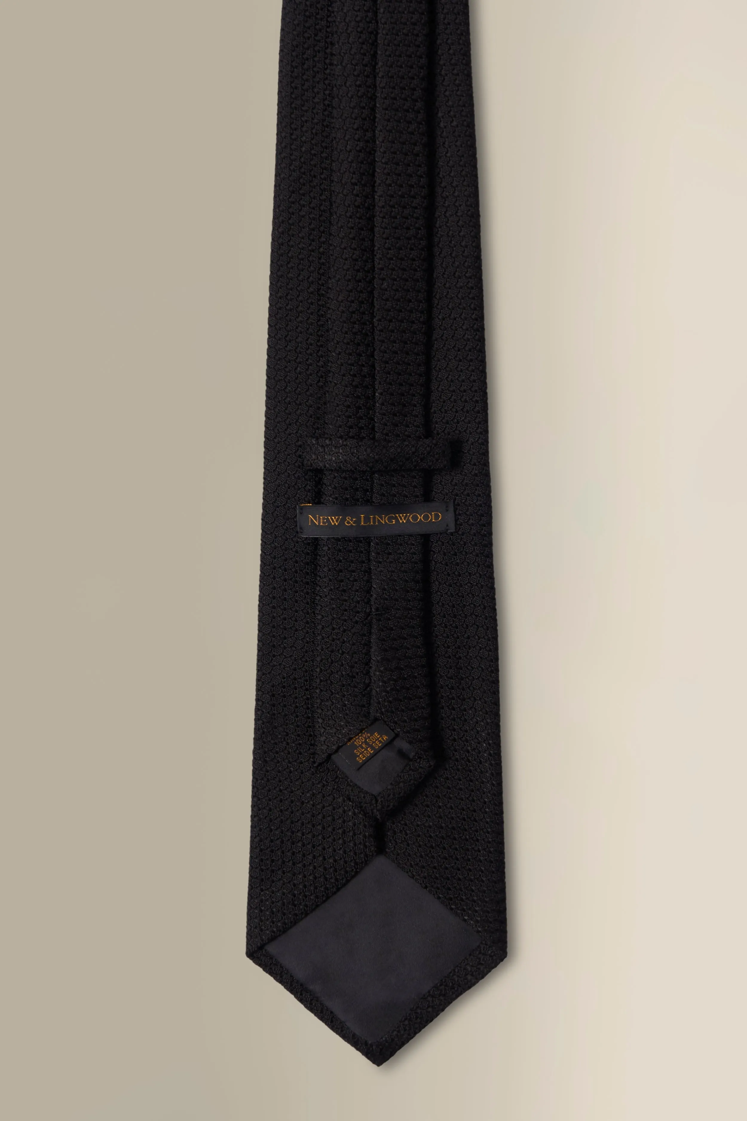 Black Woven Grenadine Tie sold by New & Lingwood product image thumbnail 3