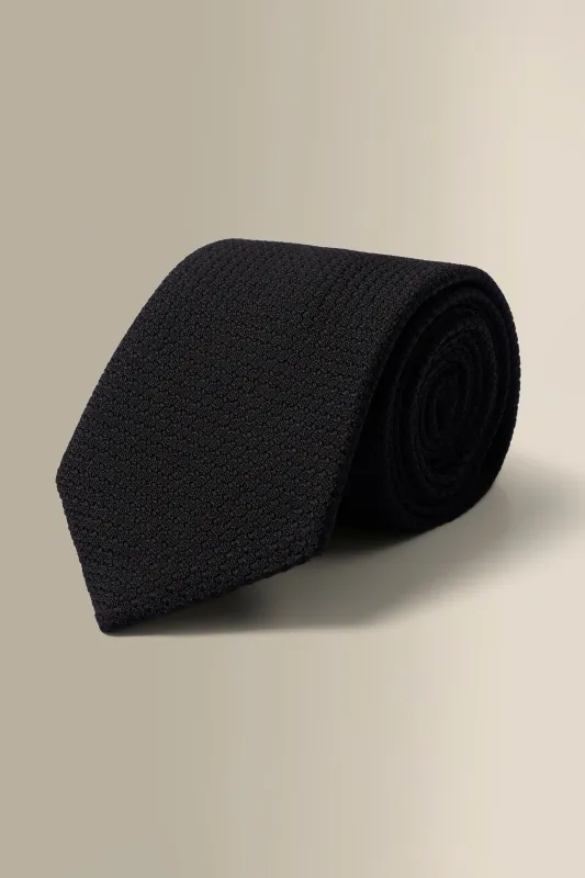 Black Woven Grenadine Tie sold by New & Lingwood
