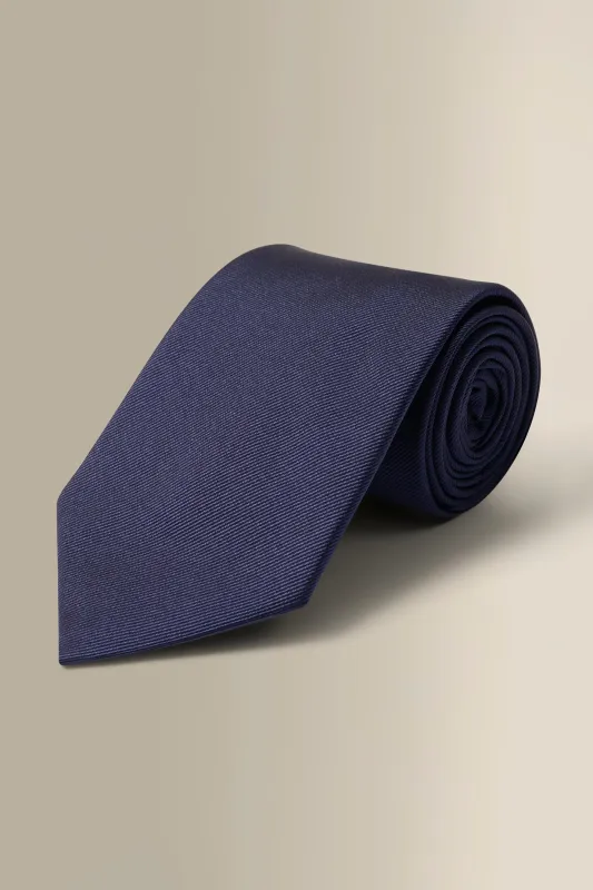 Navy Woven Silk Tie sold by New & Lingwood
