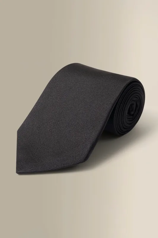 Black Woven Silk Tie sold by New & Lingwood