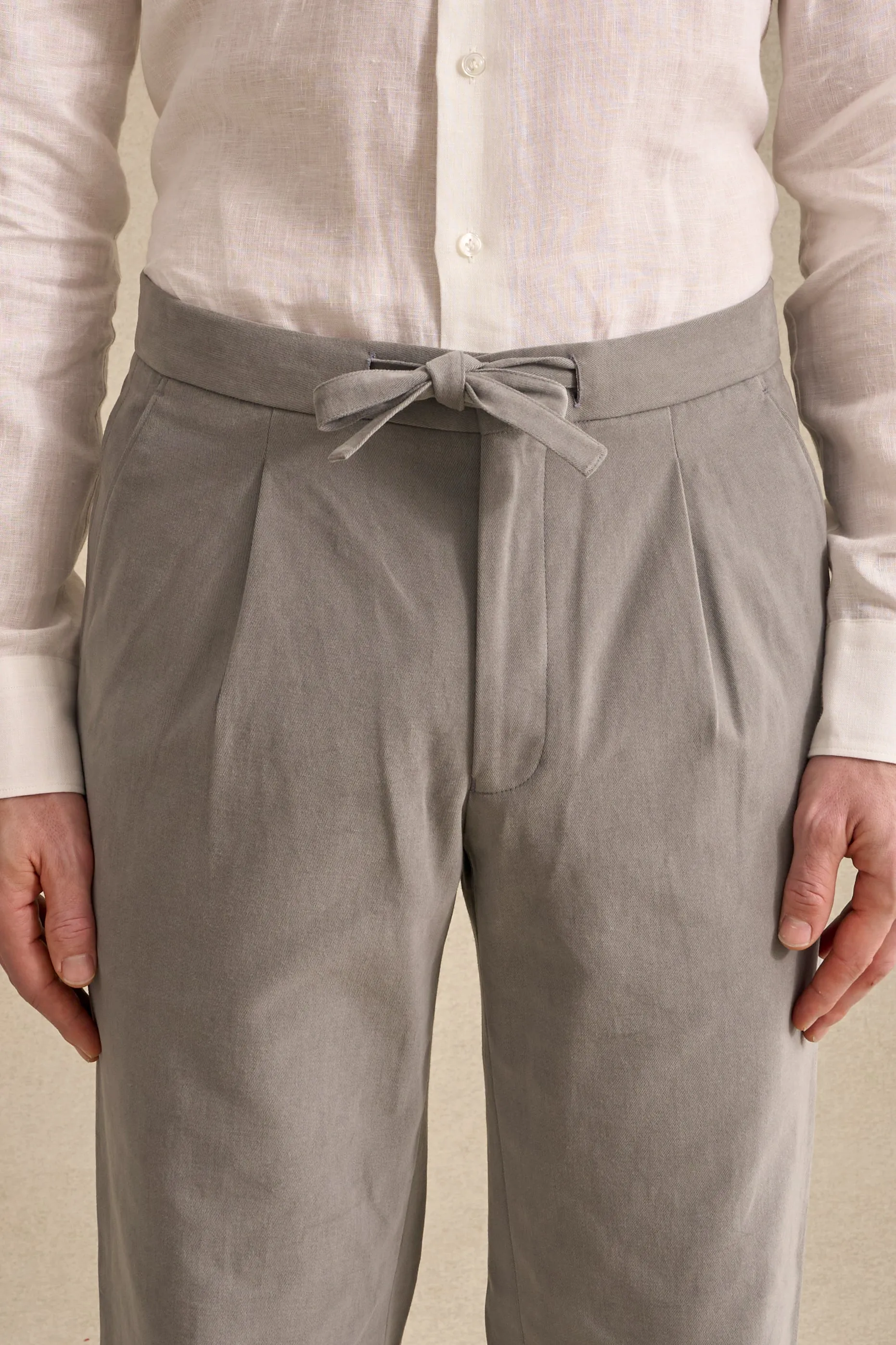 Khaki Cotton Drawstring Trousers sold by New & Lingwood product image thumbnail 3