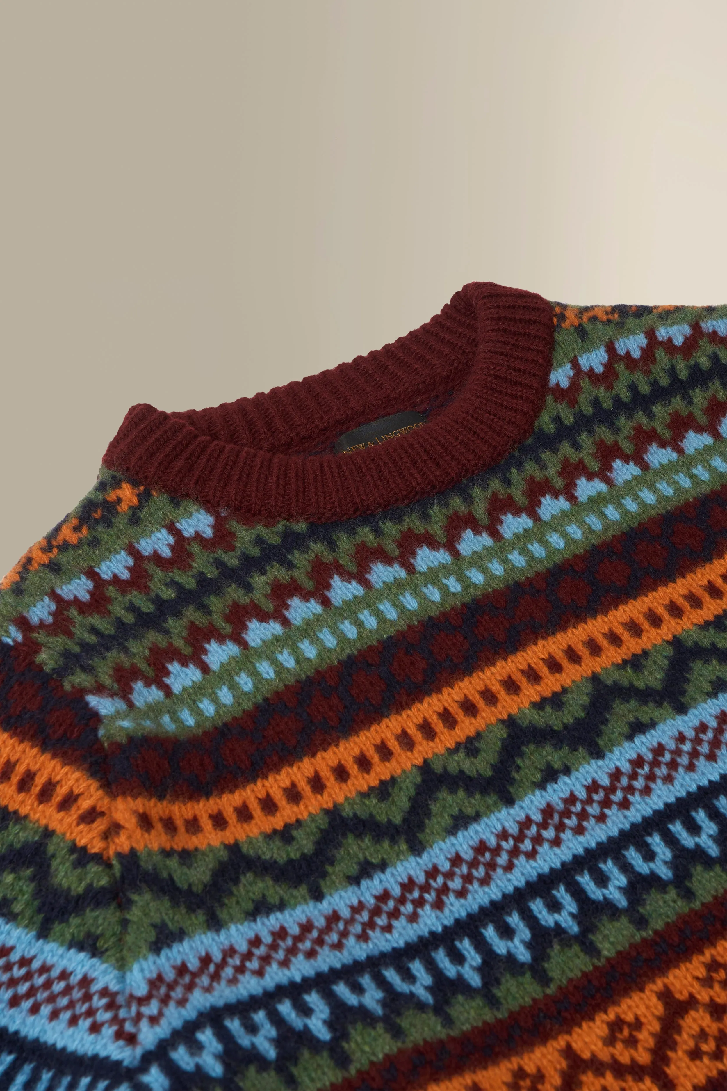 Burgundy & Green Fair Isle Jumper sold by New & Lingwood product image thumbnail 5