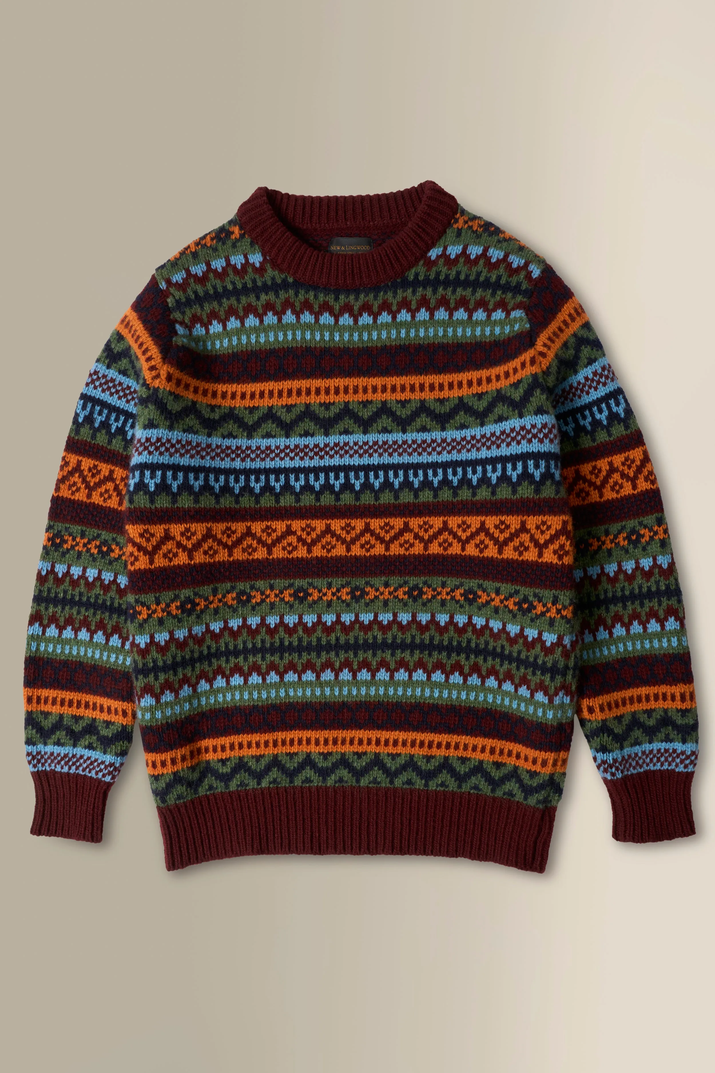 Burgundy & Green Fair Isle Jumper sold by New & Lingwood product image thumbnail 4