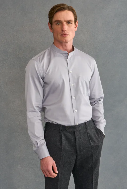 Grey Detachable Collar Standard Fit Oxford Shirt made by New & Lingwood