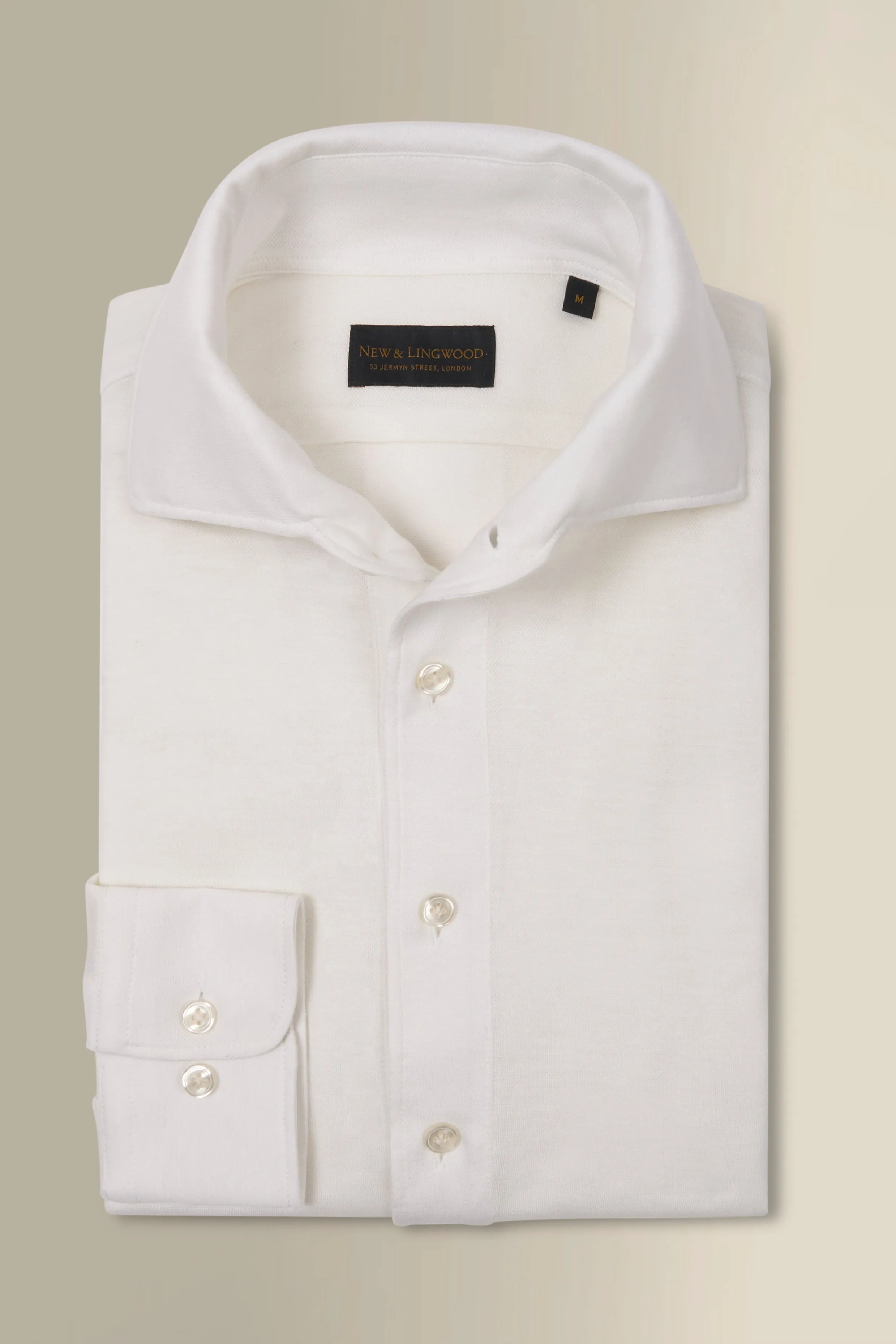 White One Piece Collar Cotton & Cashmere Popover Shirt sold by New & Lingwood product image thumbnail 4