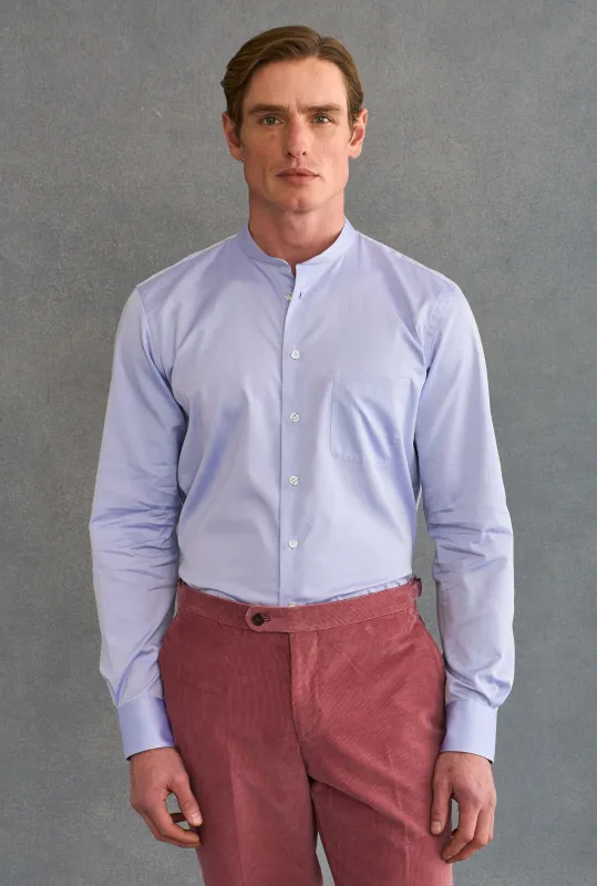 Blue Detachable Collar Standard Fit Oxford Shirt made by New & Lingwood