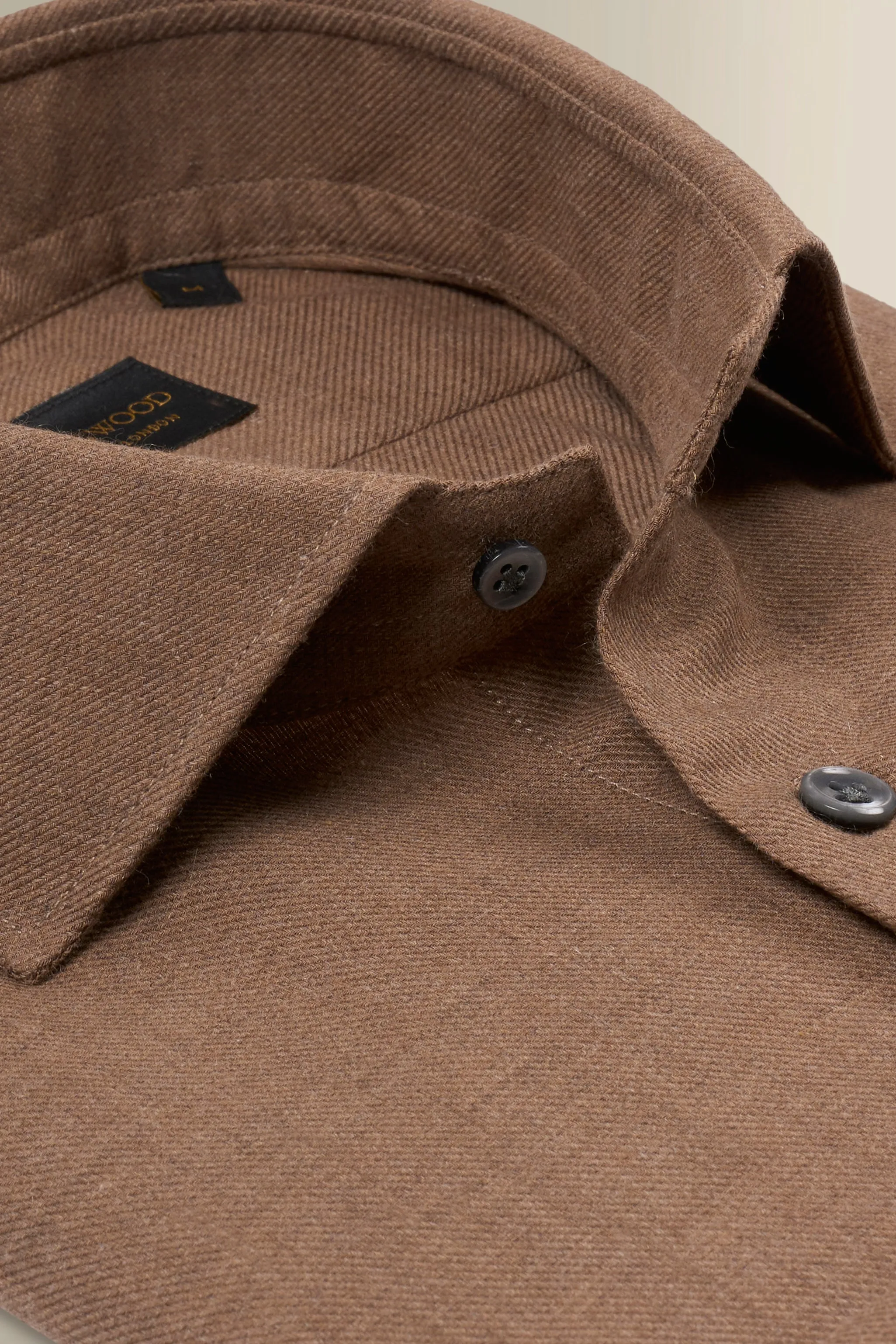Brown Cutaway Collar Standard Fit Cotton & Cashmere Shirt sold by New & Lingwood product image thumbnail 5