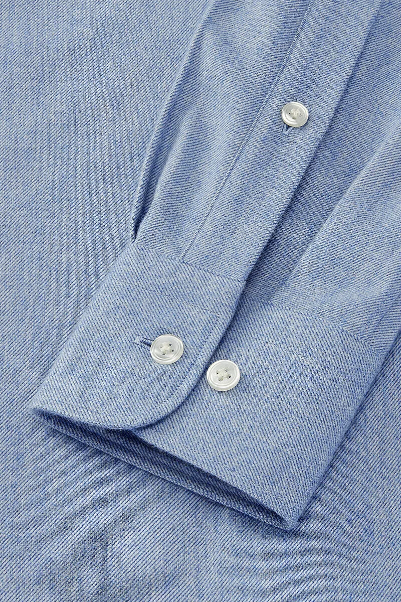 Light Blue Cutaway Collar Standard Fit Flannel Shirt sold by New & Lingwood product image thumbnail 5