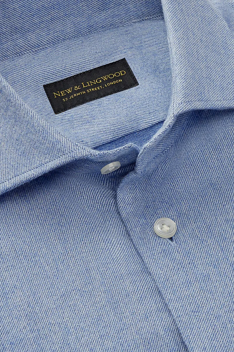 Light Blue Cutaway Collar Standard Fit Flannel Shirt sold by New & Lingwood product image thumbnail 4