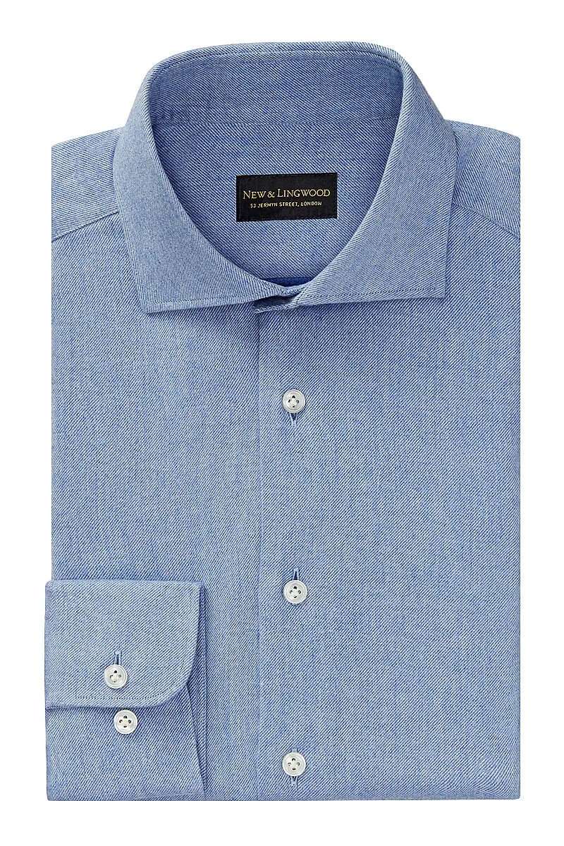Light Blue Cutaway Collar Standard Fit Flannel Shirt sold by New & Lingwood product image thumbnail 3