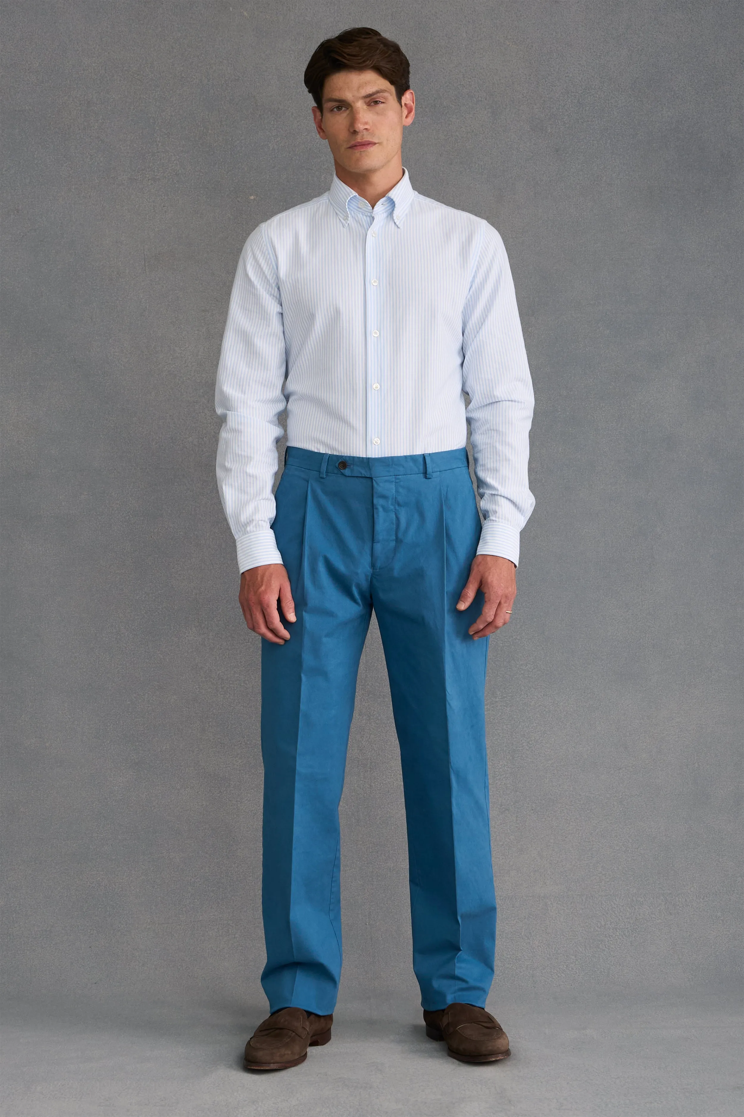Blue Single Pleat Chinos sold by New & Lingwood product image thumbnail 2