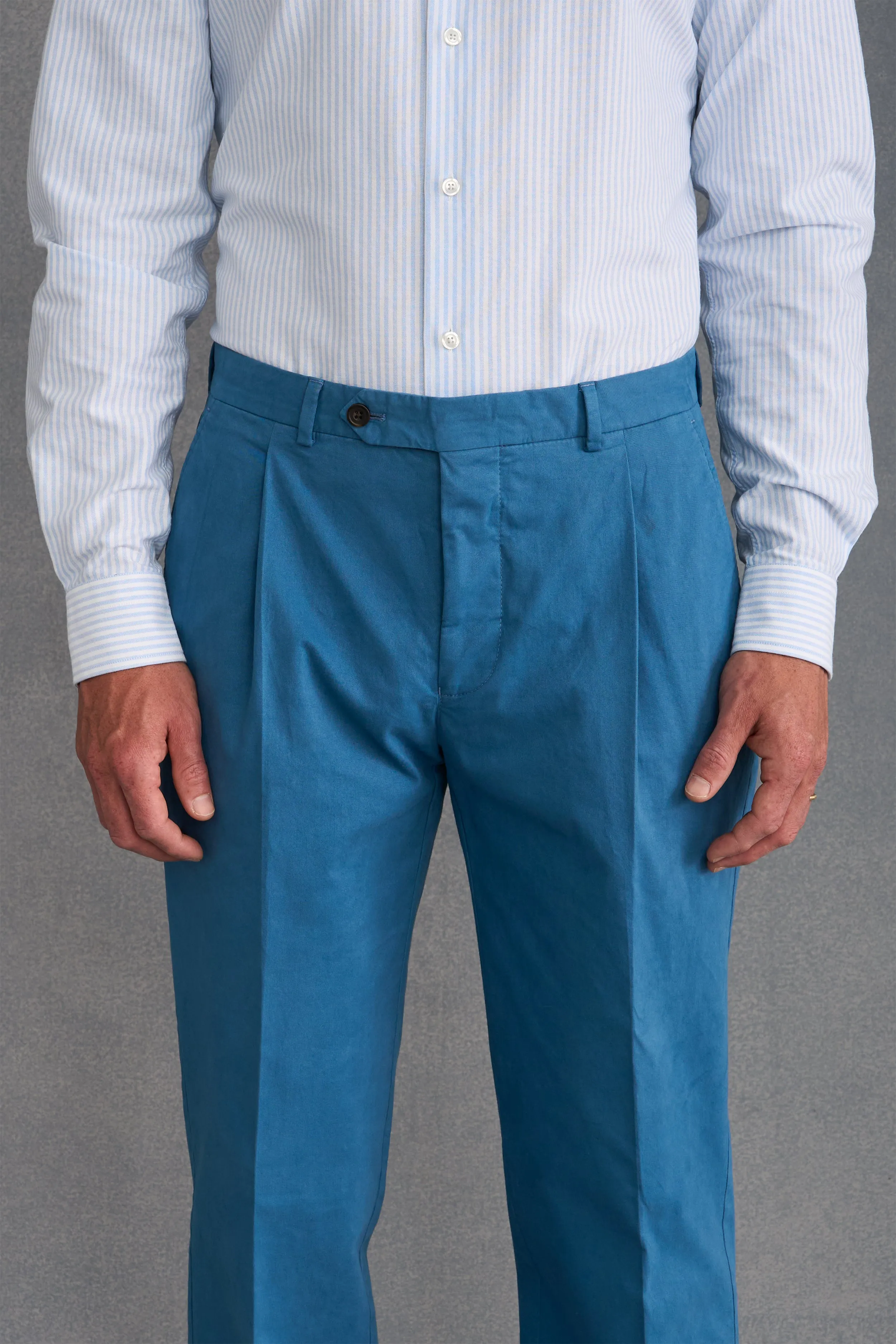 Blue Single Pleat Chinos sold by New & Lingwood product image thumbnail 3