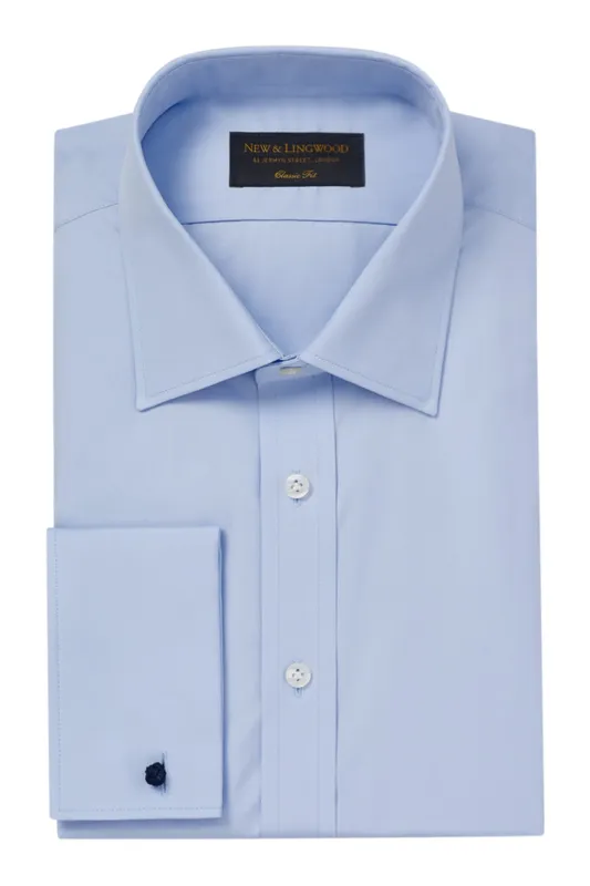 Pale Blue St James' Collar Classic Fit Double Cuff Poplin Shirt sold by New & Lingwood