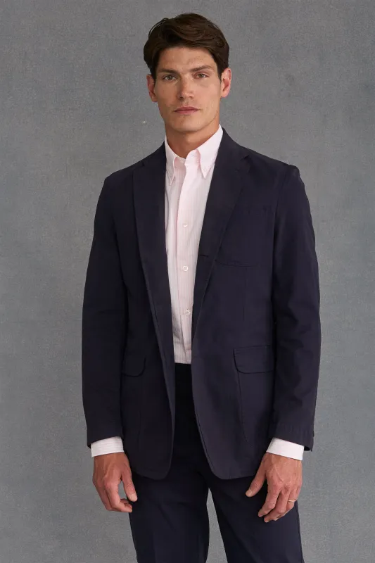Navy Garment Dyed Single Breasted Jacket sold by New & Lingwood