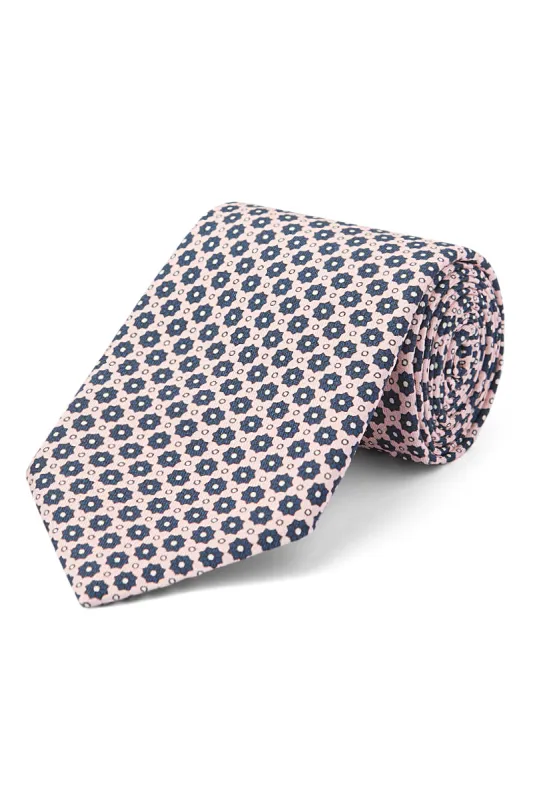 Pink Micro Floral Print Silk Tie sold by New & Lingwood
