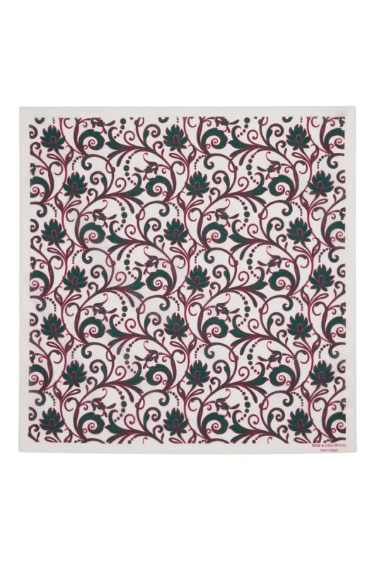 Cream Floral Print Cotton Bandana made by New & Lingwood