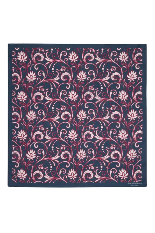 Navy Floral Print Cotton Bandana sold by New & Lingwood