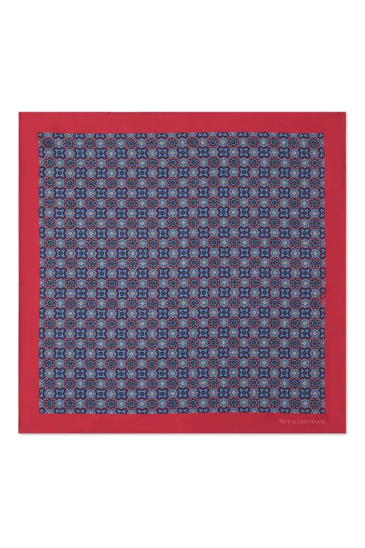 Red Micro Pattern Silk Pocket Square sold by New & Lingwood