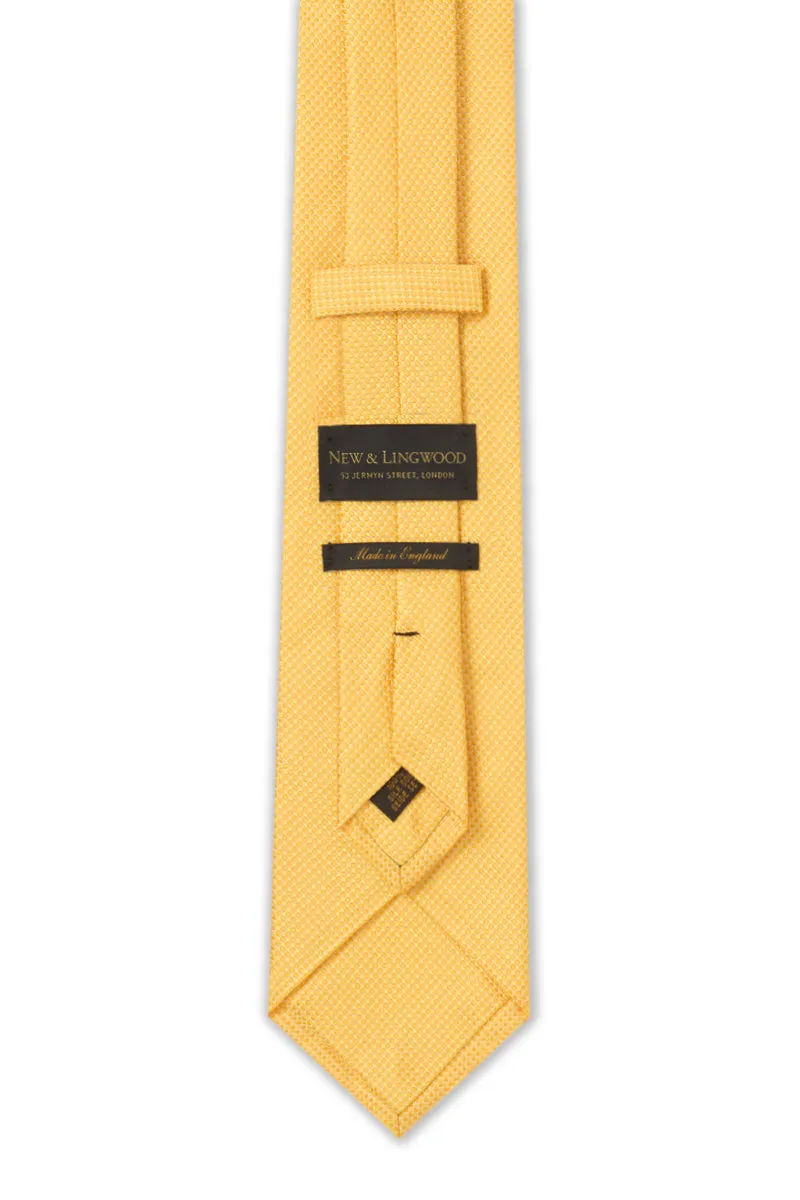 Yellow Micro Pattern Woven Silk Tie sold by New & Lingwood product image thumbnail 3