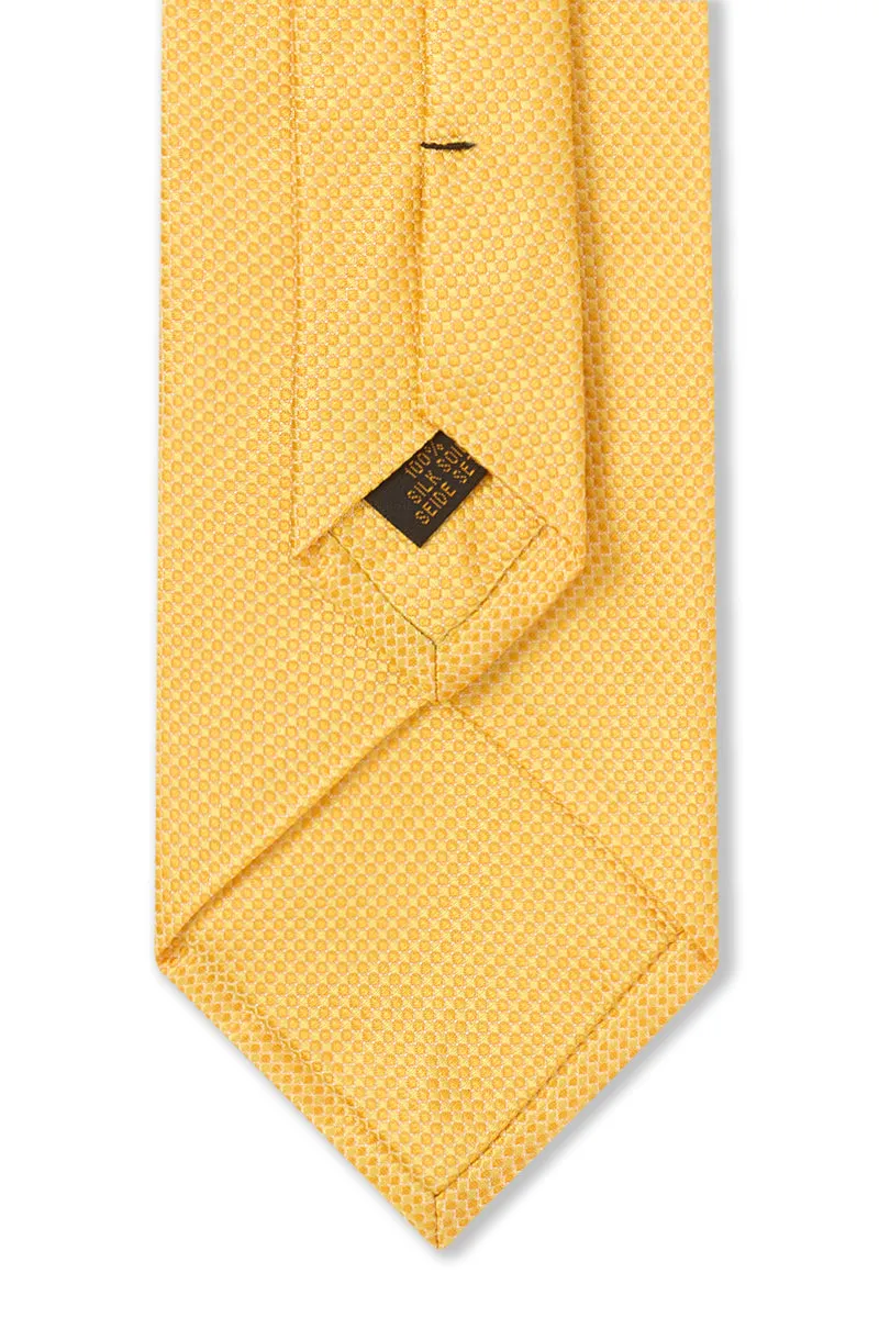 Yellow Micro Pattern Woven Silk Tie sold by New & Lingwood product image thumbnail 4