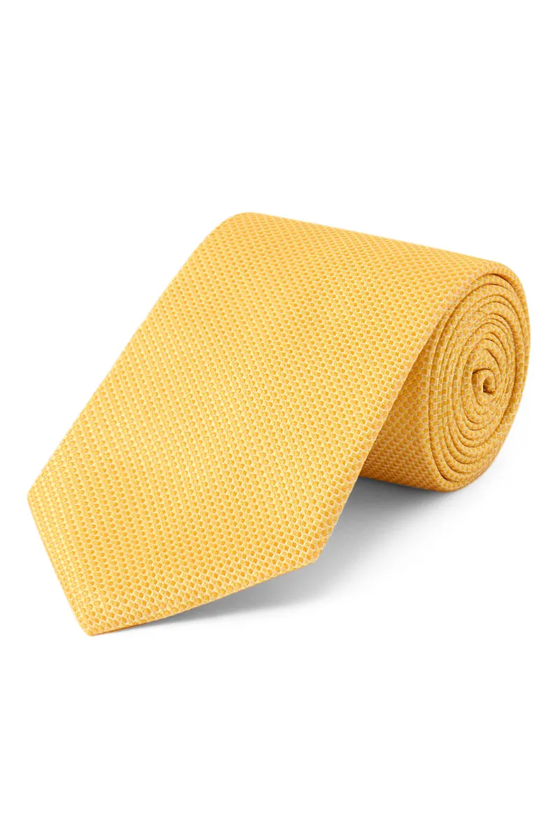 Yellow Micro Pattern Woven Silk Tie sold by New & Lingwood