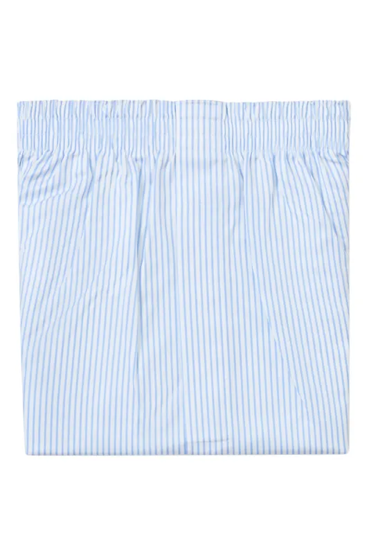 White & Blue Pencil Stripe Cotton Boxer Shorts sold by New & Lingwood