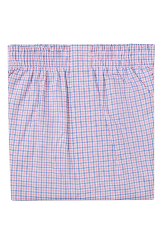 Pink & Blue Tattersall Check Boxer Shorts sold by New & Lingwood