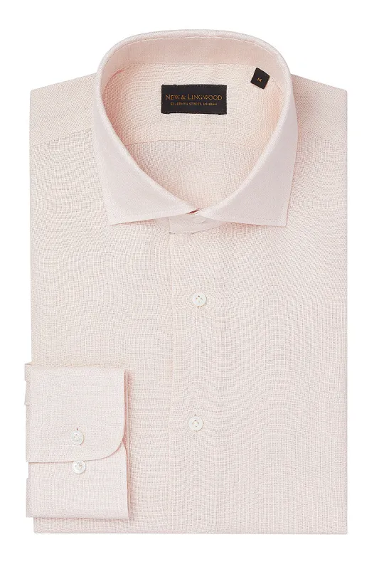 Pink Cutaway Collar Standard Fit Linen Shirt sold by New & Lingwood