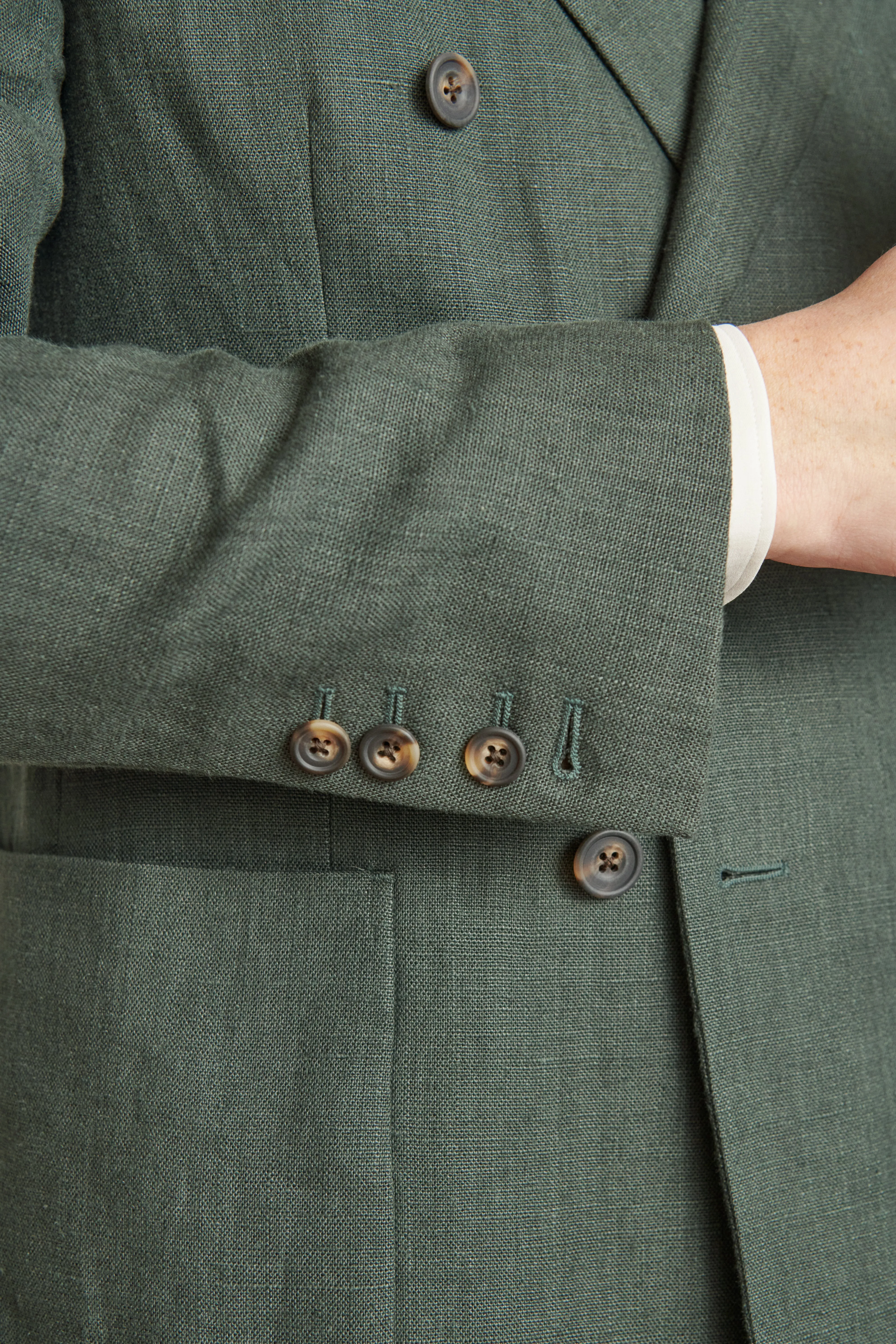 Green Double Breasted Linen Jacket sold by New & Lingwood product image thumbnail 4