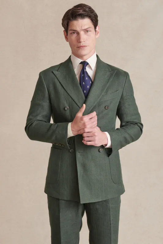 Green Double Breasted Linen Jacket sold by New & Lingwood