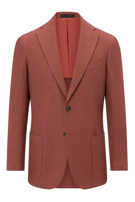 Rust Single Breasted Linen Jacket sold by New & Lingwood