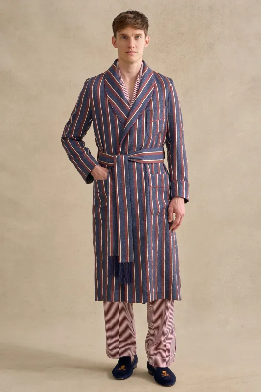 Elevated Stripe Unlined Silk & Wool Dressing Gown sold by New & Lingwood