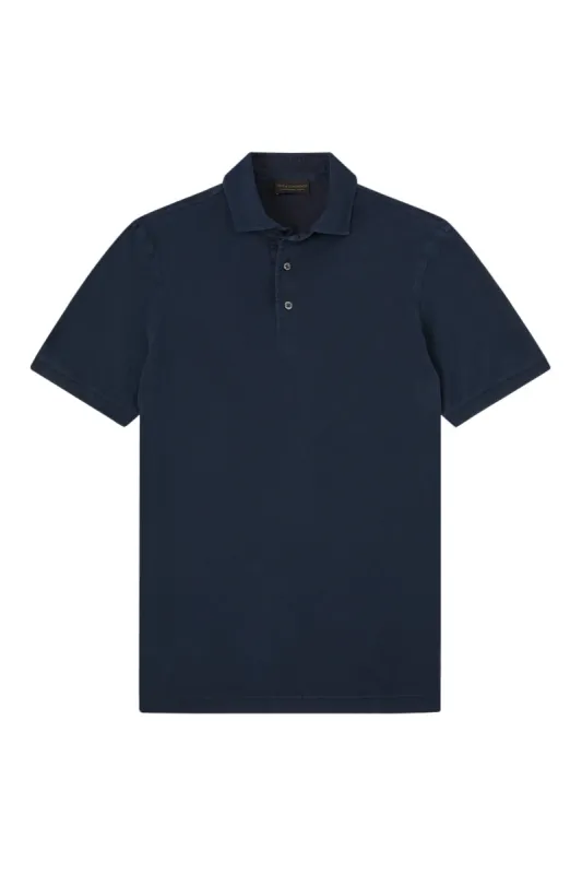 Navy Short Sleeve Polo Shirt sold by New & Lingwood