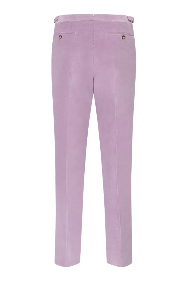 Lilac Flat Front 14 Wale Corduroy Trousers sold by New & Lingwood product image thumbnail 2