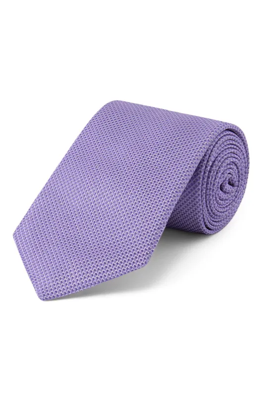 Lilac Micro Pattern Woven Silk Tie sold by New & Lingwood