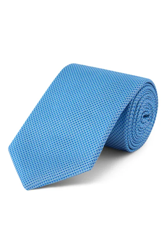Blue Micro Pattern Woven Silk Tie sold by New & Lingwood