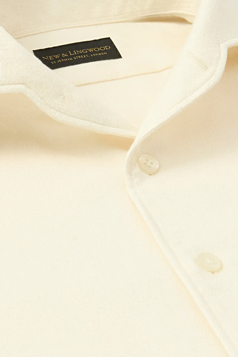 Cream One Piece Collar Standard Fit Flannel Shirt sold by New & Lingwood product image thumbnail 2