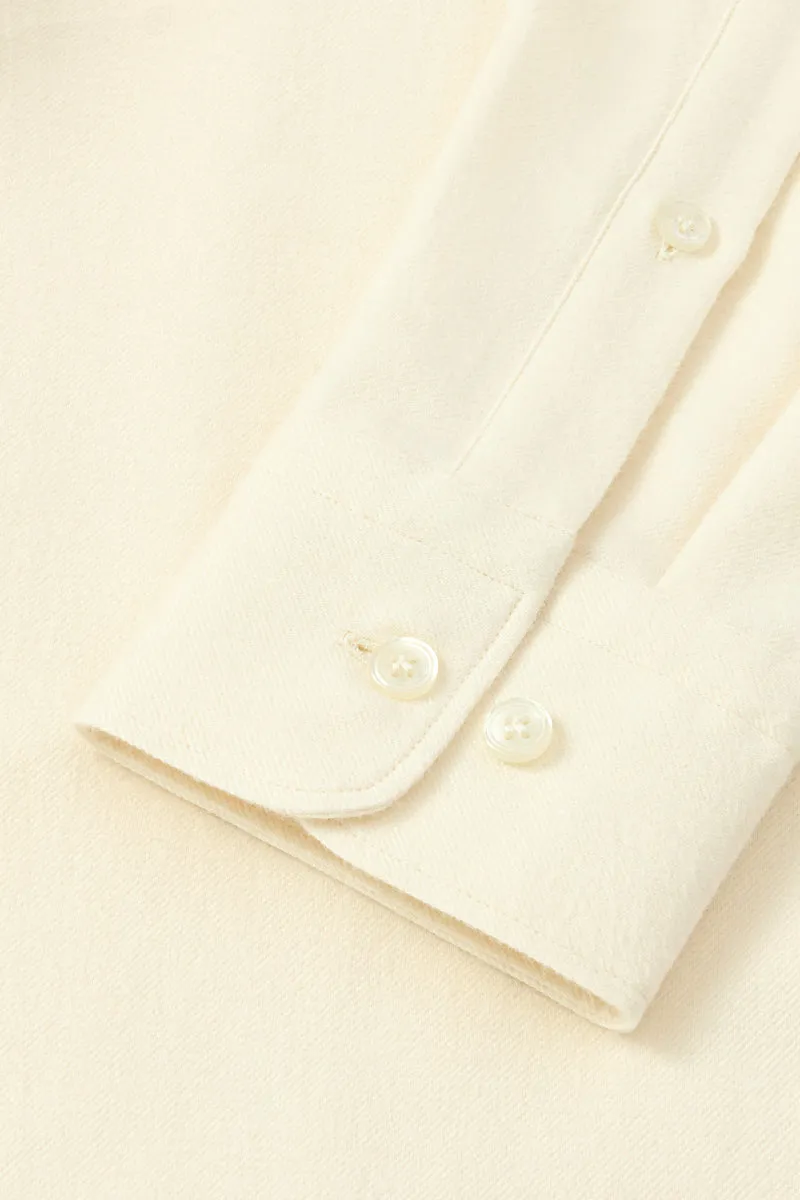 Cream One Piece Collar Standard Fit Flannel Shirt sold by New & Lingwood product image thumbnail 3