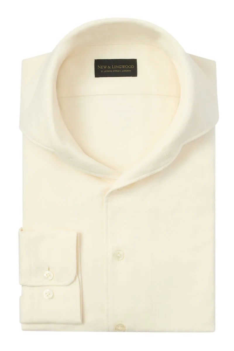 Cream One Piece Collar Standard Fit Flannel Shirt sold by New & Lingwood