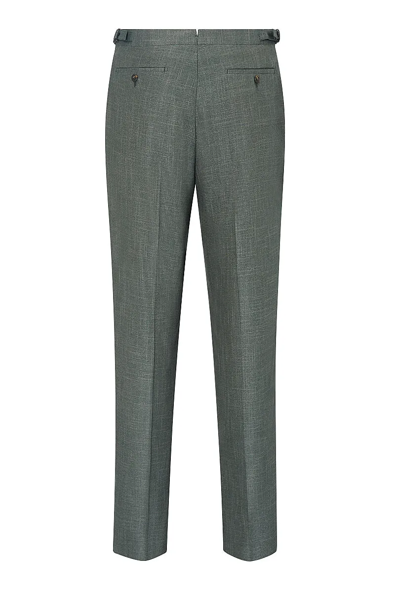 Green Flat Front Bamboo Trousers sold by New & Lingwood product image thumbnail 2